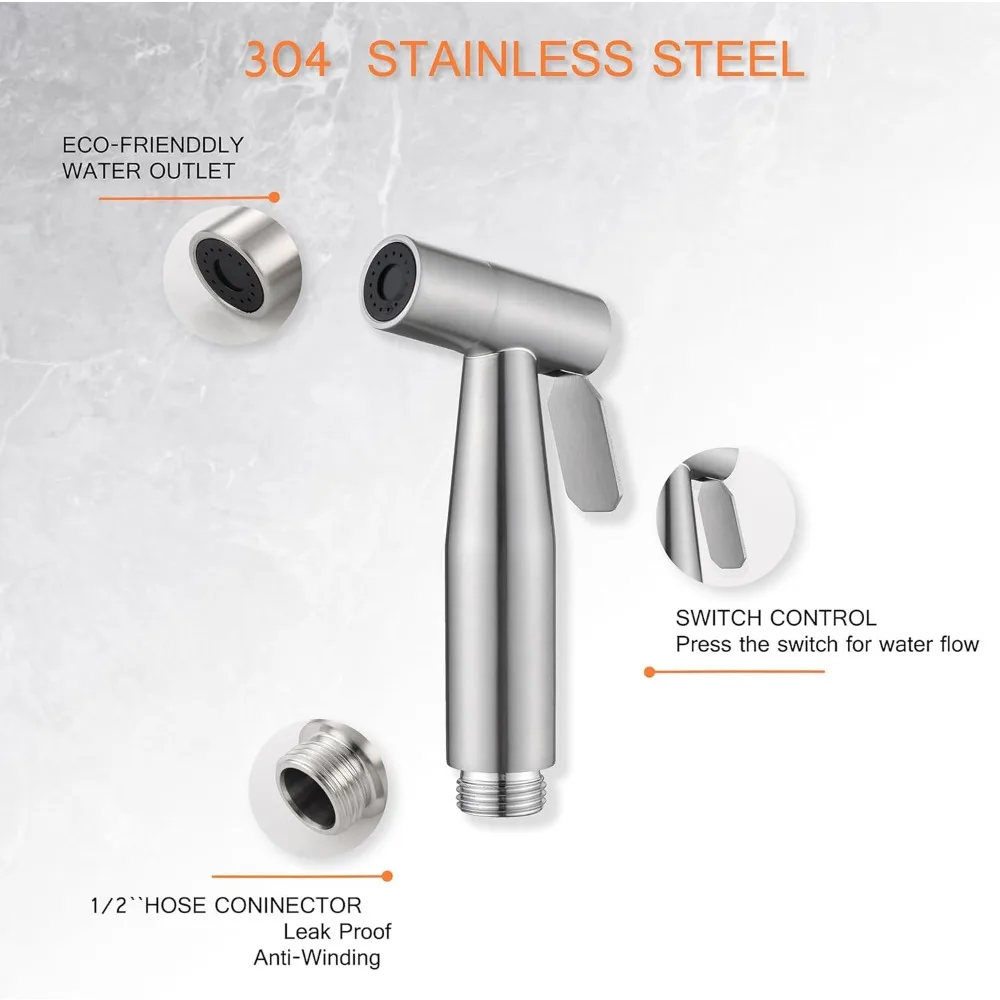 Stainless Steel Hand Bidet Faucet Toilet Sprayer Gun for Bathroom Self Cleaning Shower Head Hand Sprayer Bathroom Fixture
