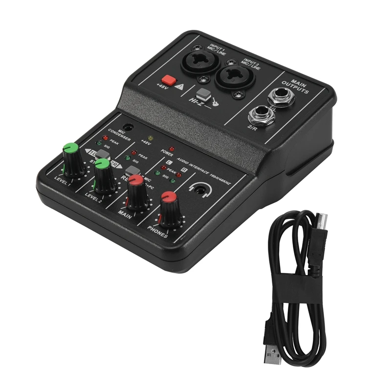 

TEYUN Q-12 Sound Card Audio Mixer Sound Board Console Desk System Interface 4 Channel 48V Power Stereo Computer Sound Card