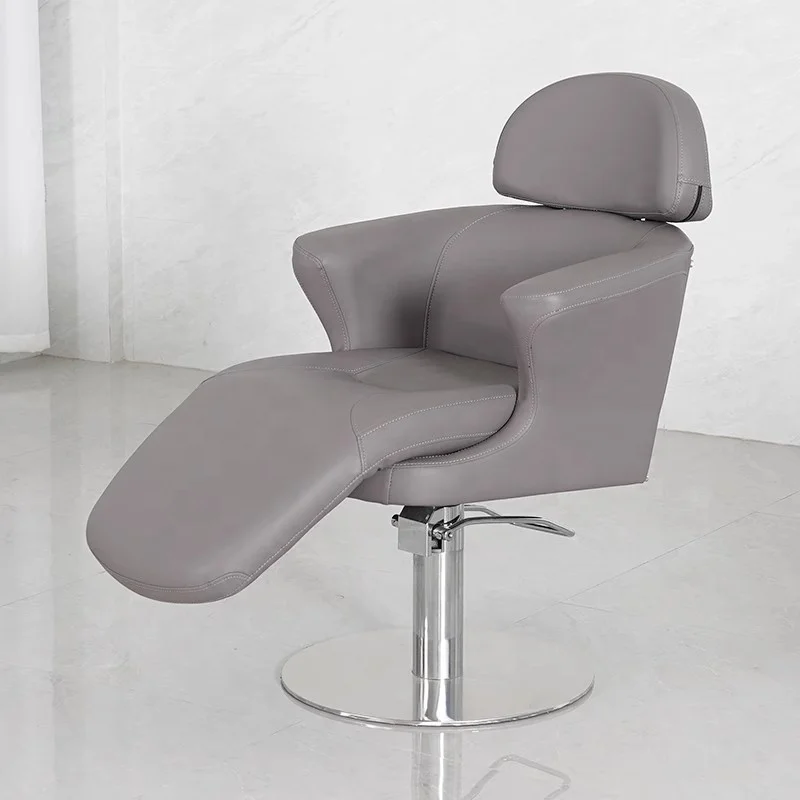 Unique Design Modern Hair Salon Furniture Grey Leather Styling Chair Reclining Used Barber Chairs