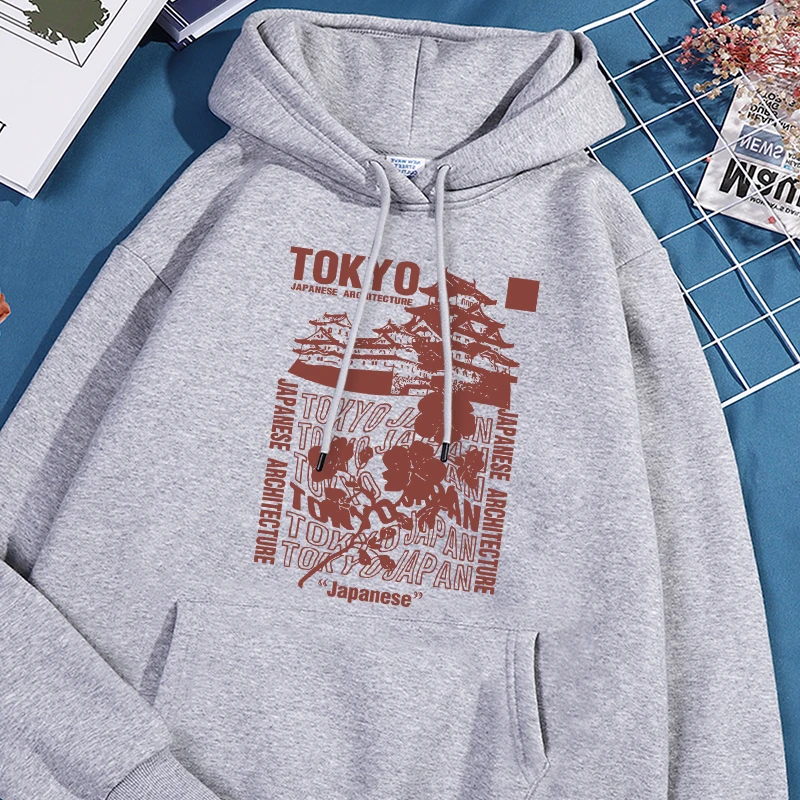 

Tokyo Japanese Print Men'S Sport Shirts Fashion Versatile Hoodies Unisex Trendy Pocket Sportwear Streetwear Loose Fitting Tops