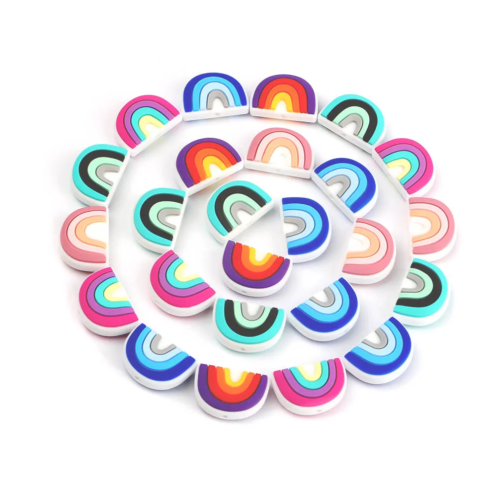 5PCS Mini Silicone Beads Rainbow Shape Silicone Focal Beads For Jewelry Making Diy Keychain Beadable Pen Bracelet Necklace - view 2
