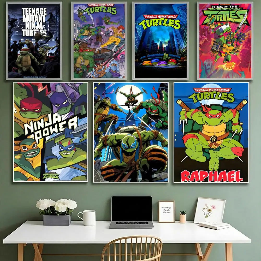 Póster popular de Tortugas Ninja mutantes adolescentes HD, impermeable, autoadhesivo de alta dureza, decoración de pared Universal
