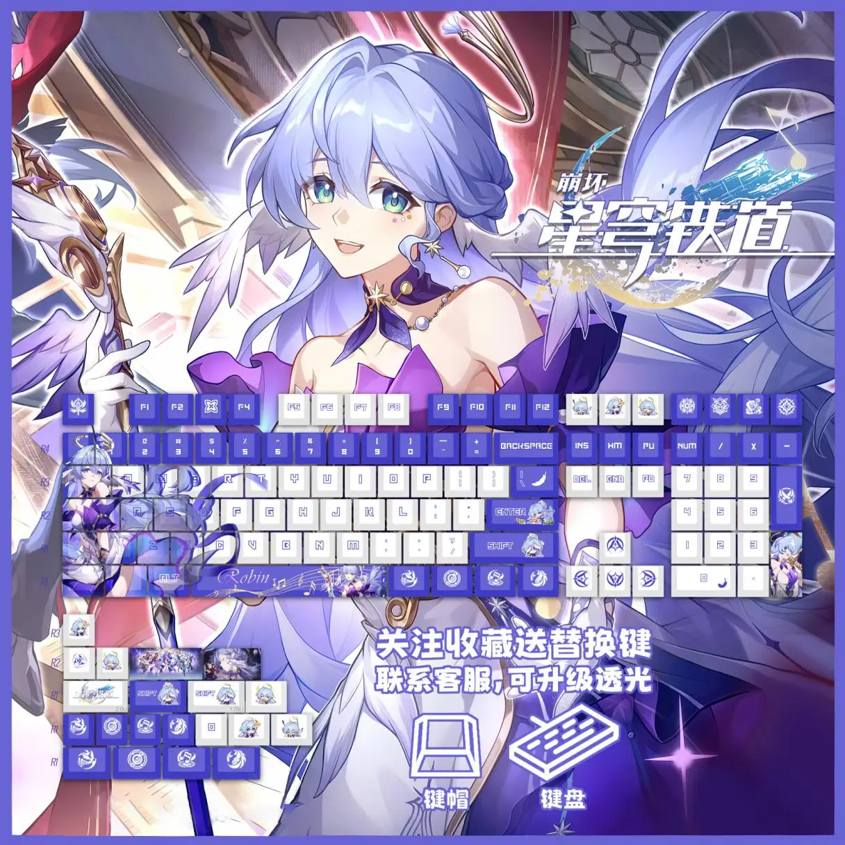 Varmilo Customization Honkai: Star Rail Robin Mechanical Keyboard  Tri-Mode Wired Wireless Bluetooth  Rgb Backlight Keyboard