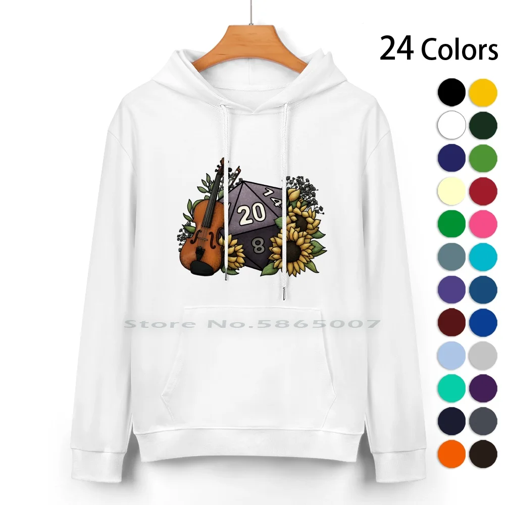 Bard Class D20 Series 2-Tabletop Gaming Dice-Viol Violin Pure Cotton Hoodie Sweater 24 Colors D20 Dnd And Dice Feminine Games