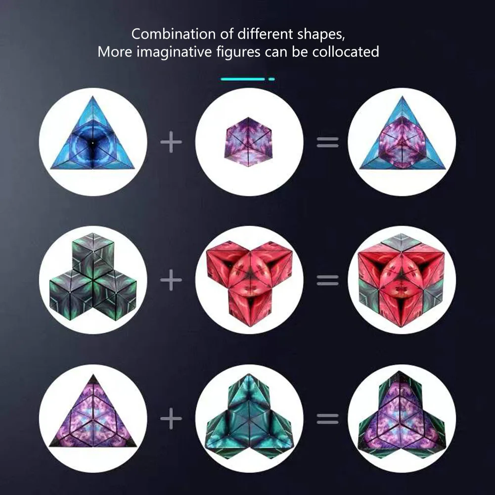 لعبة مكعب الوجه ثلاثية الأبعاد المحمولة البلاستيكية لغز مكعب ضد الإجهاد لعبة متنوعة هندسية مكعب مغناطيسي متعدد الأغراض للأطفال هدية عيد #4