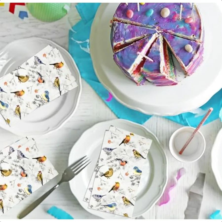 Bird Guest Napkins  Paper Towels with Colorful Birds for Spring Bathroom Baby Shower Birthday Tea Party Powder Room Decor