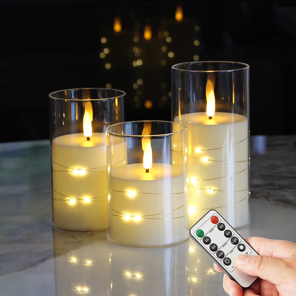 3PCS LED Electronic Candles Lights Batter Powered LED Flameless Tea Lamps For Mother's Day Christmas Home Party Wedding Decor