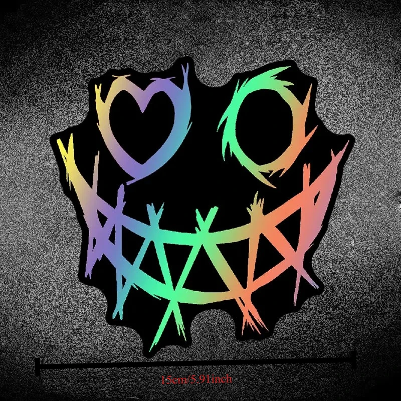 1 قطعة Visage du Diable Étanche Moto Casque Autocollant - تصميم Crâne et Cierre أنيق، ملصق فينيل متين pour Moto