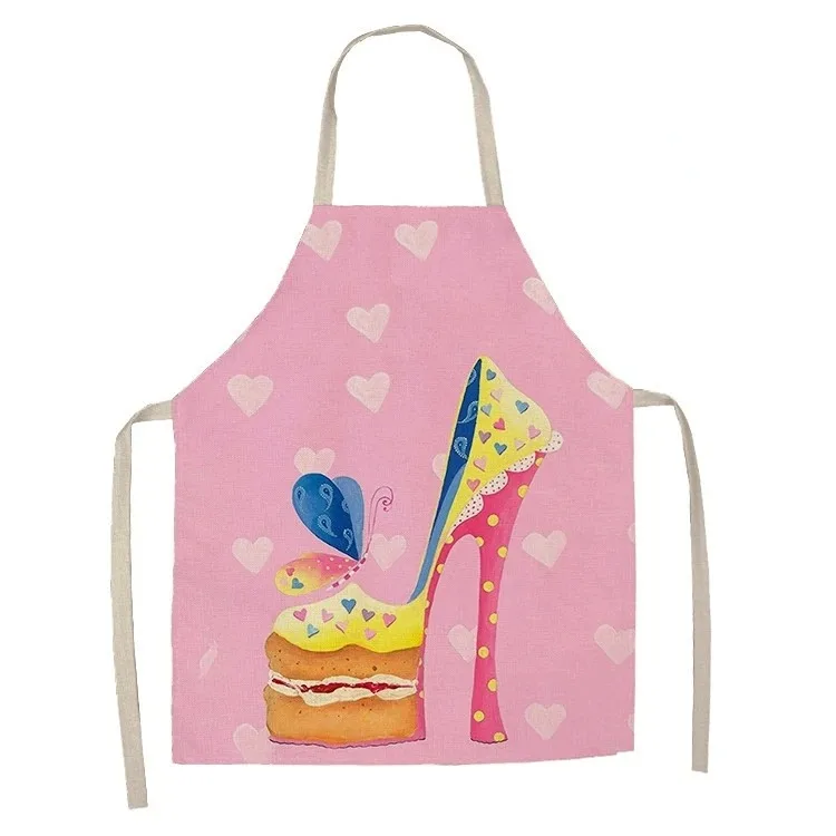 Cake Donut Pattern Printed Apron Women's Sleeveless Linen Bib Kitchen Cooking Home Cleaning Anti-Stain Apron