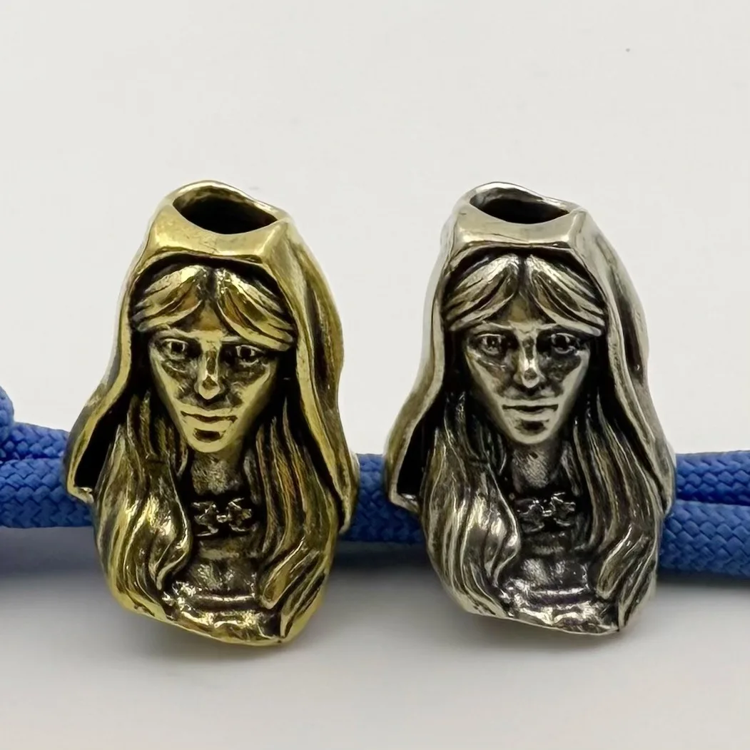 Nun Head Brass Knife Beads EDC DIY Paracord Woven Bracelets Lanyard Pendants Accessories Outdoor Tool Hangings Charms