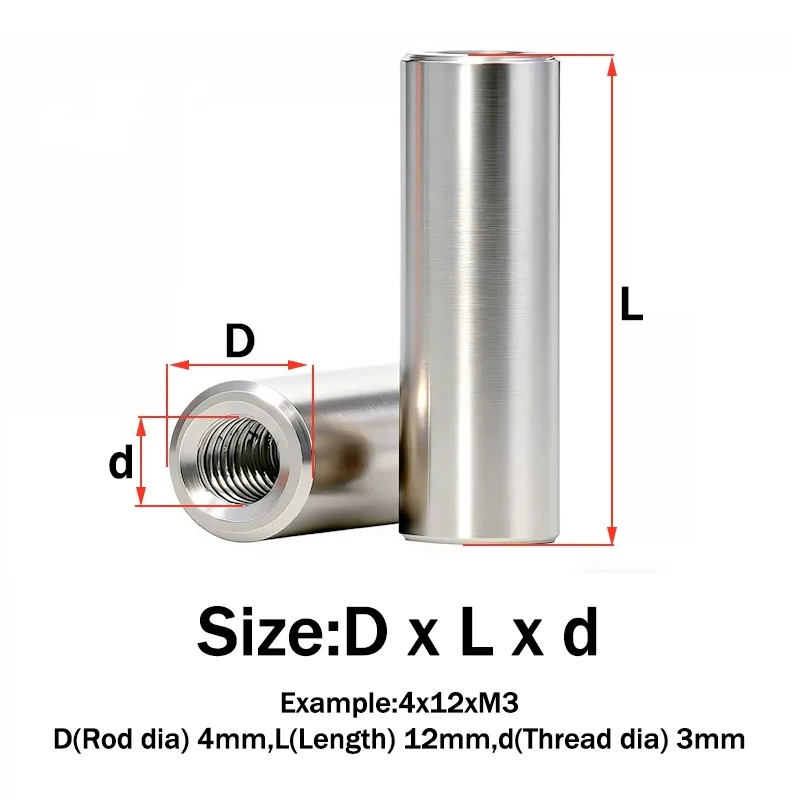 2/5/10pcs M3 M4 M5 M6 GB120 304 Stainless Steel Molding Embedded Internal Thread Bearing Cylindrical Roll Blind Dowel Pin
