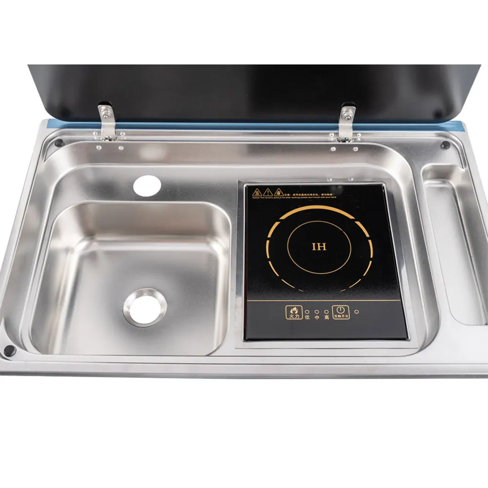 Professional Supplier 304 Stainless Steel RV Sink and Induction Cooktop Stove Combination for RV Caravan Boat Part Marine Yacht