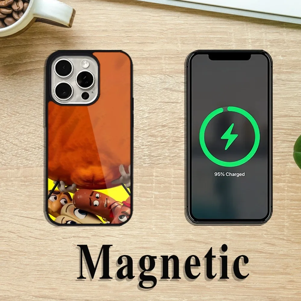 Cartoon Sausage Party Phone Case For iPhone 11 12 13 14 15 Pro Max Plus Magsafe Magnetic Wireless Charging