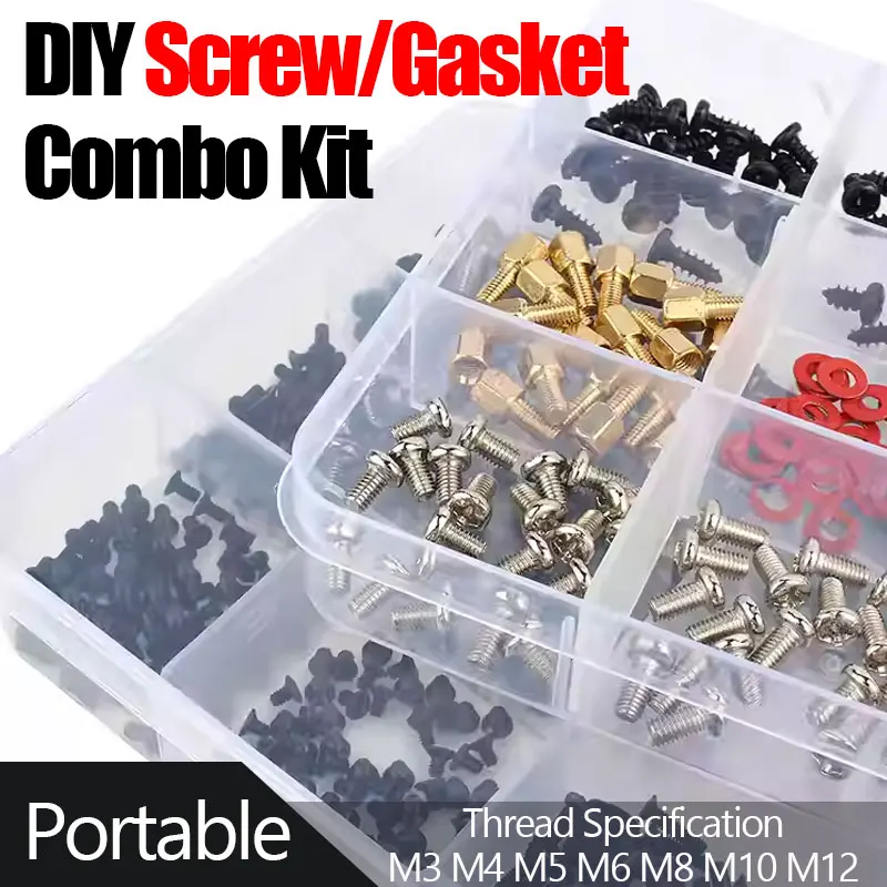 

Screw, Washer & Seal Ring Combo Kit for Household & Eyeglasses Repair - DIY Laptop/Computer M2 SSD Electronic Components Toolkit