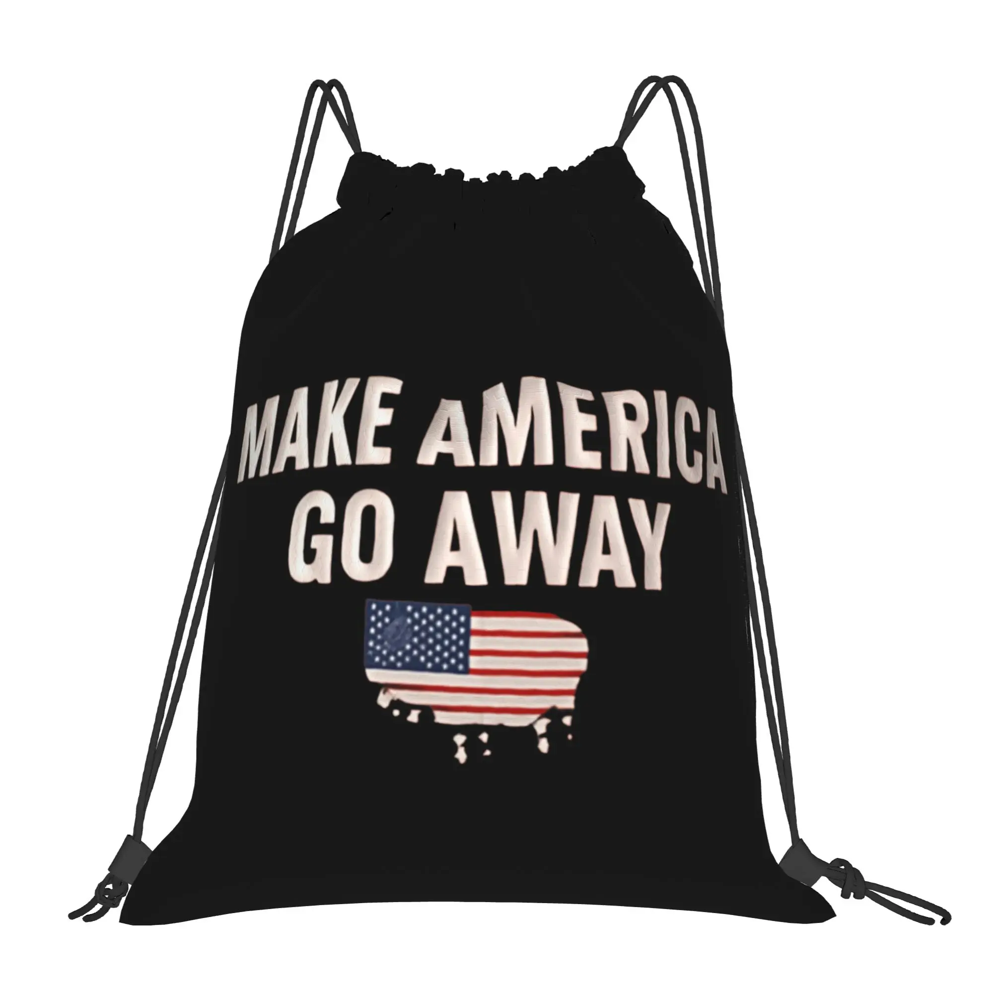 

Make America Go Away Drawstring Backpack Sports Gym Bag Water Resistant String Sackpack for Working Out