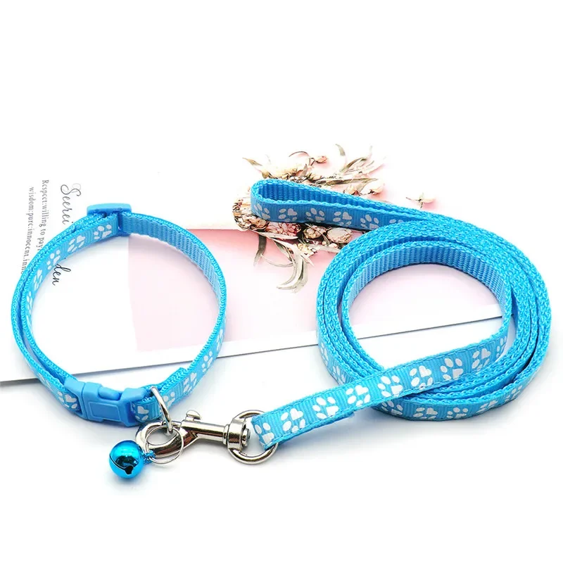 Corde de Traction pour animaux de compagnie, 1.2M, imprimé patte de chien, mignon, plusieurs couleurs, réglable, accessoires pour chiot et chat