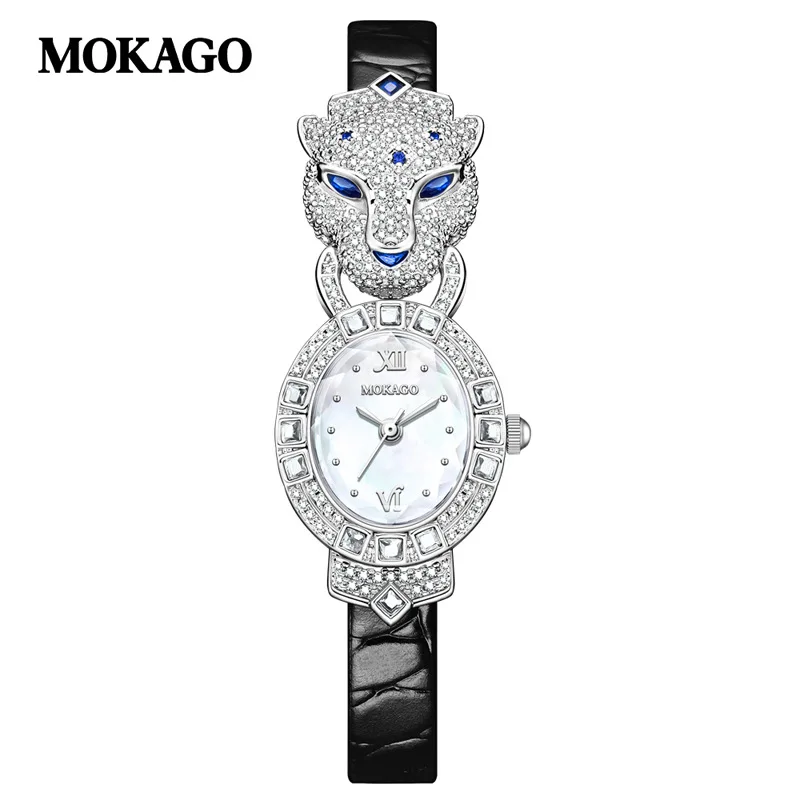 Креативные кварцевые часы, часы с леопардовым бриллиантом, высококачественные легкие роскошные нишевые часы, женские часы