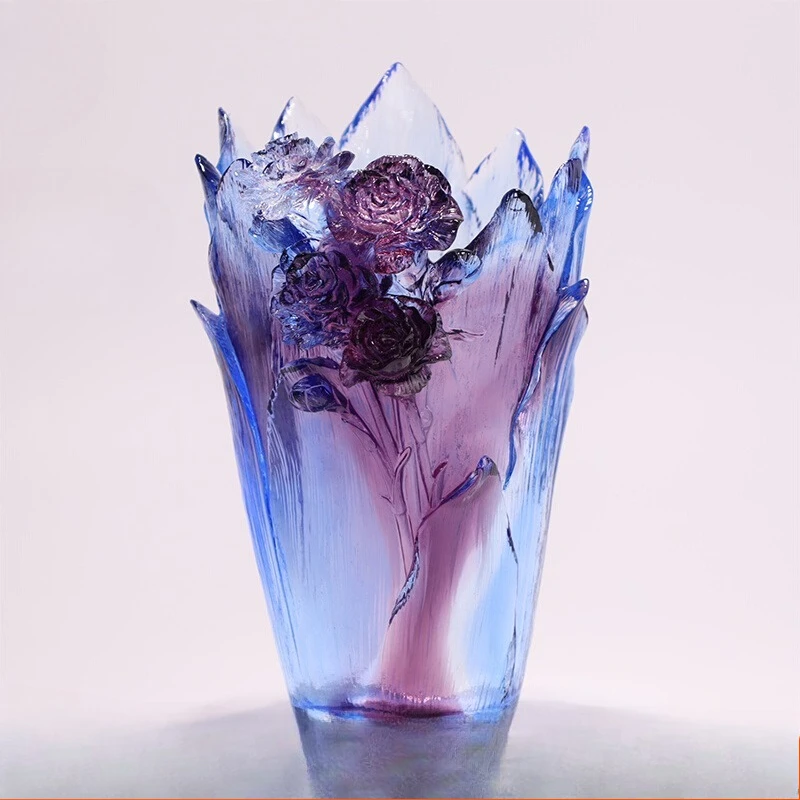 Yulang-clavel esmaltado, regalo del Día de la madre, jarrón ligero de lujo de alta gama, decoración del hogar, mesa de centro, arreglo floral de entrada