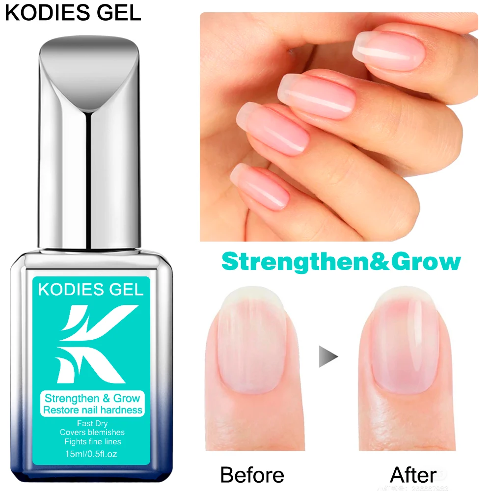 KODIES-GEL para fortalecer el crecimiento de uñas, capa Base de cutícula Normal transparente, productos para el cuidado de las uñas, diseño de manicura de secado rápido, 15ML