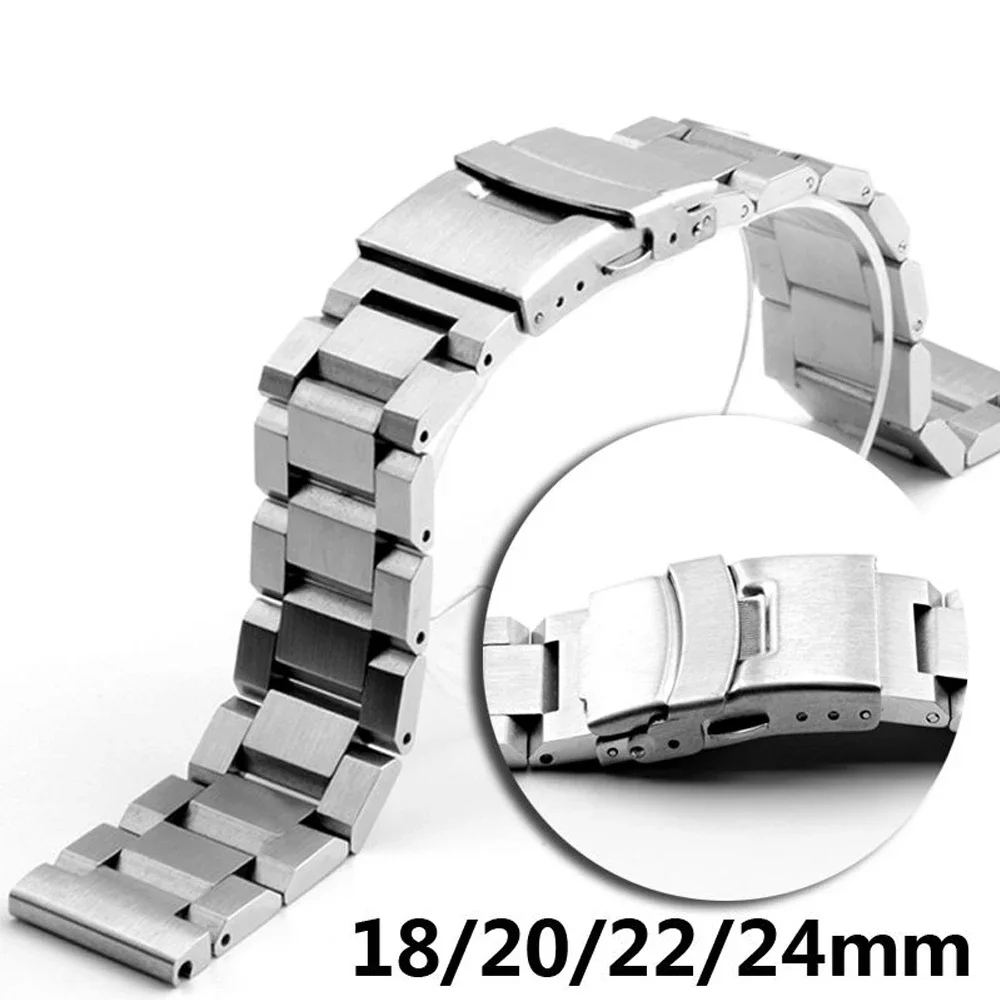 Luxury Stainless Steel Watchbands 20 22 24mm For Galaxy watch 6 5 40 44mm 43 47mm Strap For Seiko Huawei 4 pro Business Bracelet