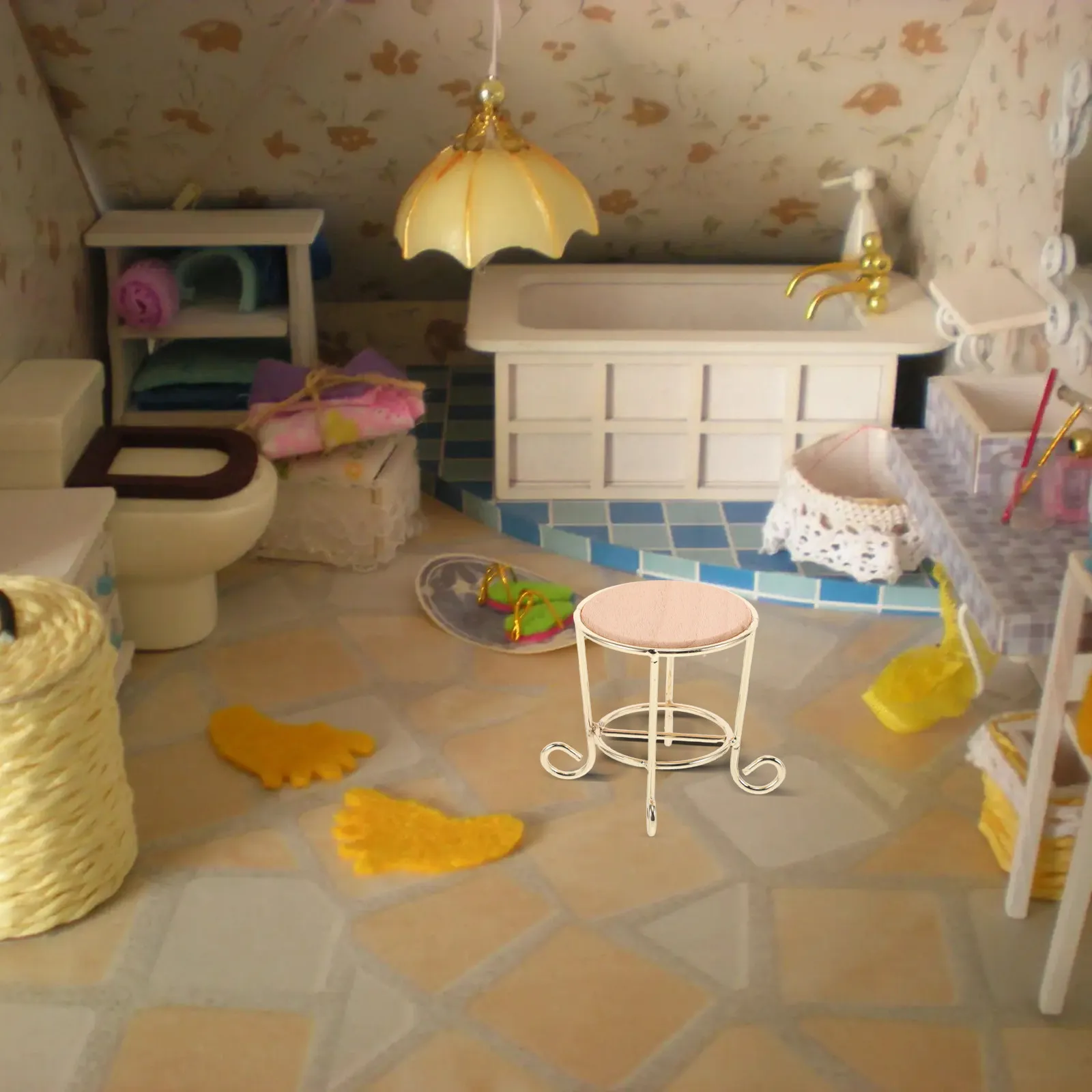 

Iron Round Table Miniature Dollhouse Furniture Compact Dining Side Table for Mini House Kitchen Living Room Decor