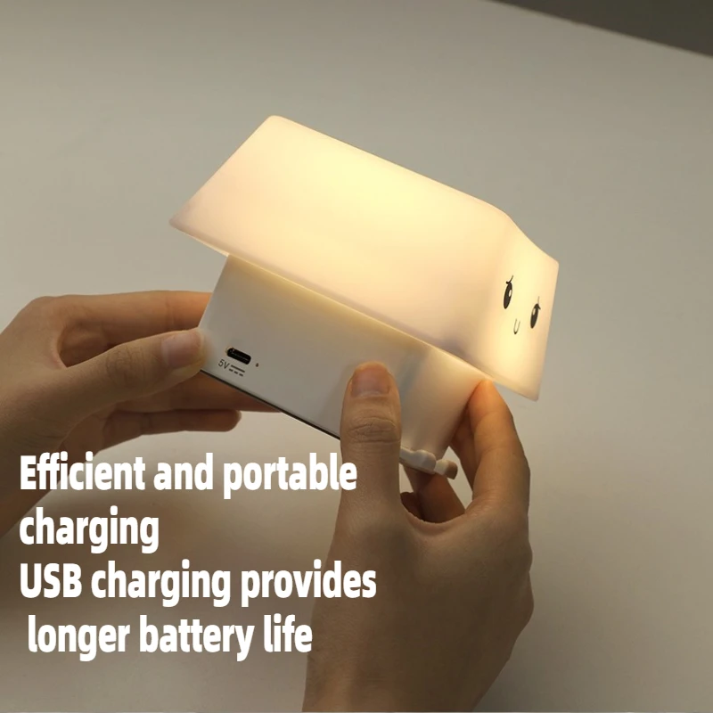 Creative and Unique Design of Children's Bedroom Button Atmosphere Small Night Light USB Charging Simple Sleep Bedside Lamp