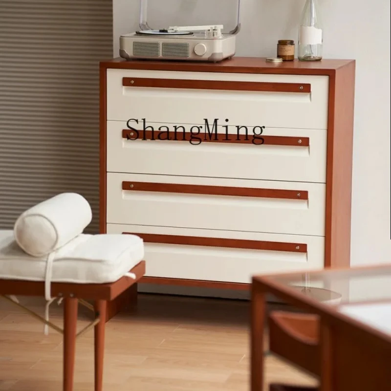 

FG simple solid wood floor-to-ceiling storage cabinet medium antique display narrow cabinet bedroom drawer cabinet