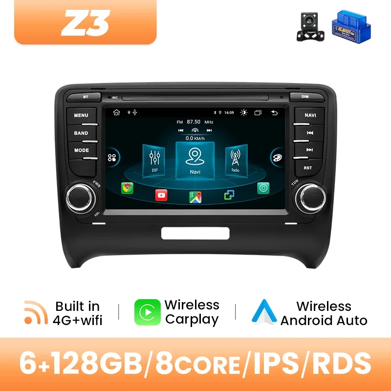 Draadloze Carplay 8GB 128GB Autoradio Multimedia Voor AUDI TT MK2 8J 2006 2007 2008 2009 2010 2011 2012 Navigatie Bose DSP 4G Wif