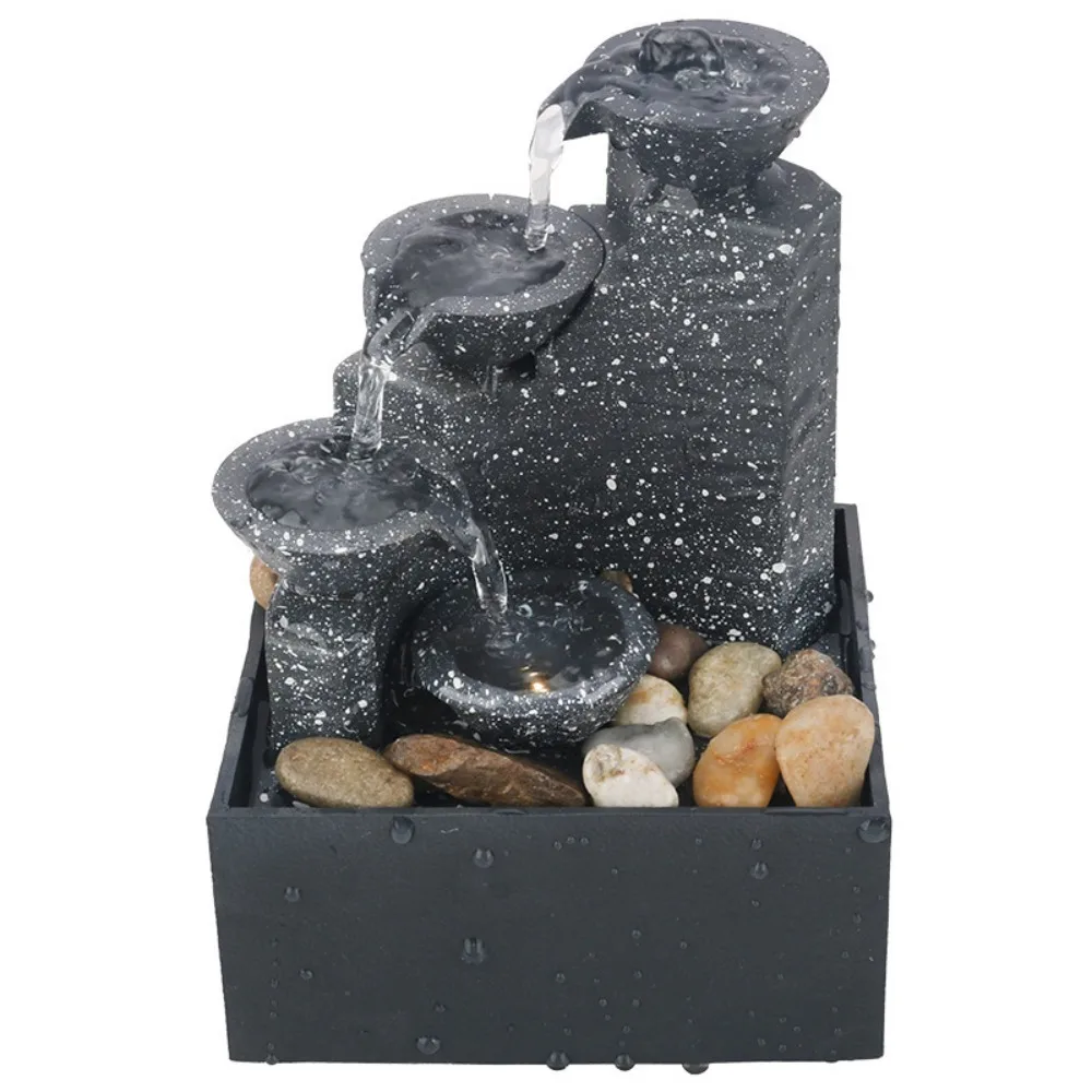 Creative Exquisite Tabletop Fountain Plastic Realistic Tabletop Waterfall Relaxation Mini Fountain Desktop