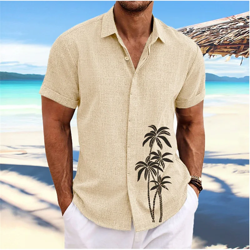 Chemise Hawaïenne à Manches Courtes pour Homme, Vêtement de Styliste, Décontracté, Doux, Imprimé Arbre AMP, Bouton à Revers, à la Mode, Été, 2023