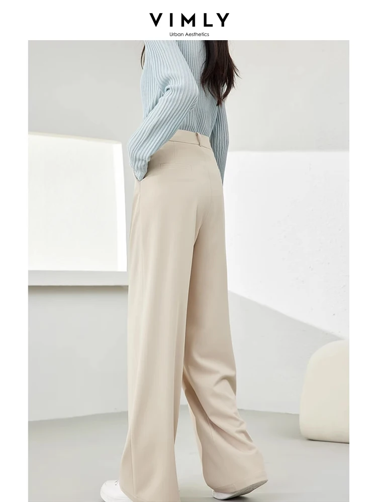 Vimly High Waist Wide Leg Pants Women 2024 Spring Full Length Straight Suit Pant Loose Casual Trousers Women\'s Clothing M5326