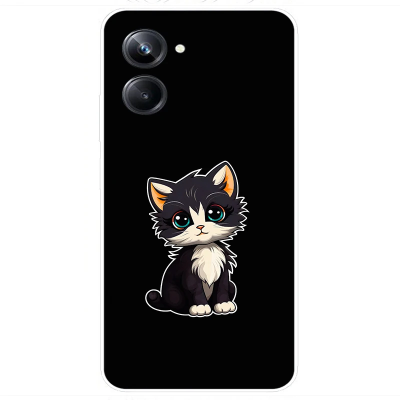 Funda blanda para Realme 10 4G, carcasa de silicona negra, parachoques, gatos encantadores, OPPO Realme 10 Pro Plus