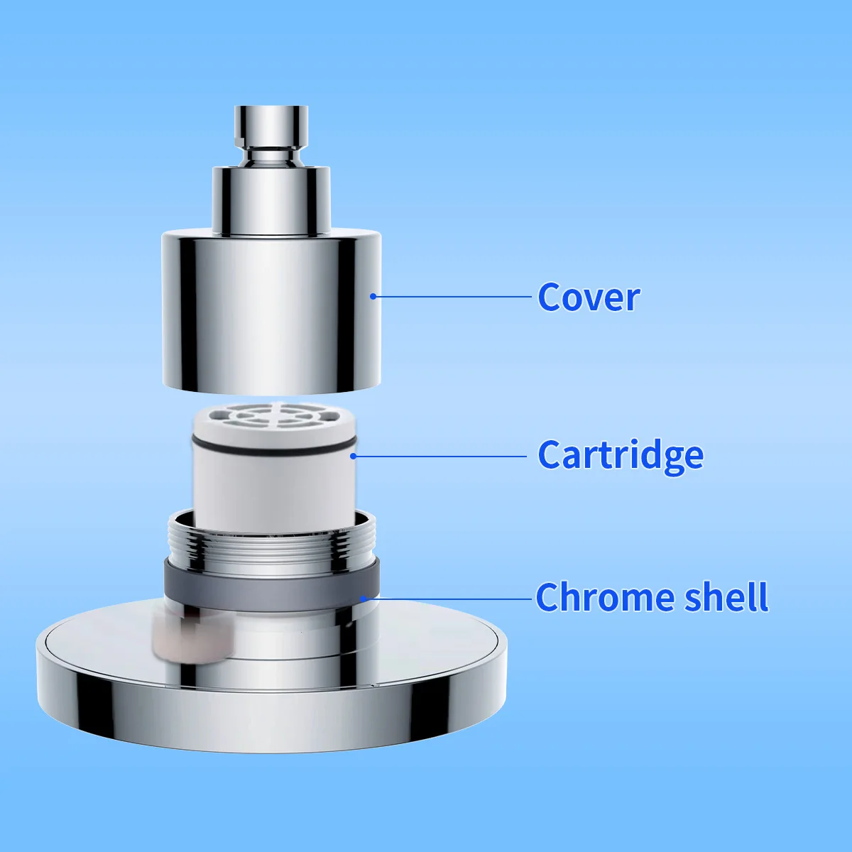 Filtro de spray superior circular de 6 pulgadas con elemento filtrante de eliminación de cloro de 15-20 capas, cabezal de ducha de refuerzo desmontable