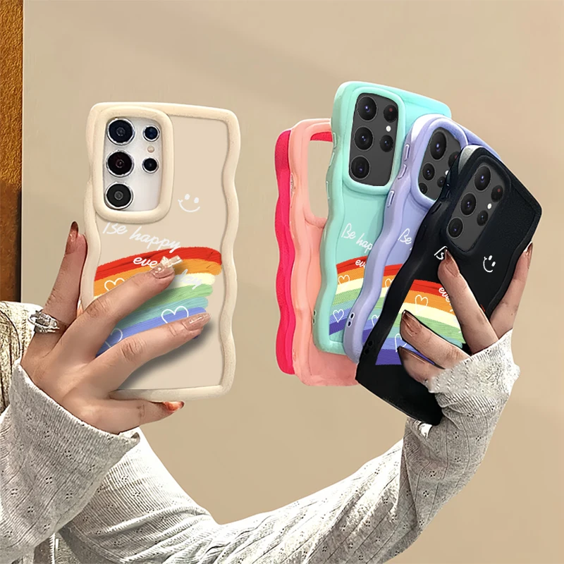 Happy Day Fashion Wave Phone Case For Samsung Galaxy S21 S22 S23 FE S24 S25 PLUS ULTRA 4G 5G Soft Protective Cover