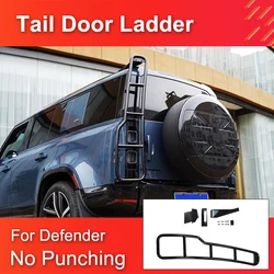 Tail Door Ladder for Land Rover Defender 90 110 2020-2024 Tailgate Iron Ladder No Punching Exterior Decoration Accessories
