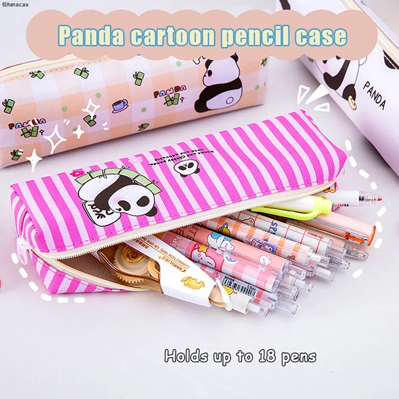 Cartoon Fashion Panda Pencil Bag Cute Creative Stationery Box Large Capacity Pencil Case School Supplies Makeup Bags