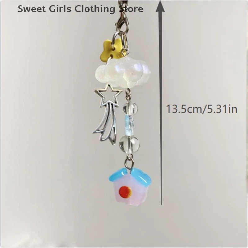 1/2 قطعة لطيف سحابة البيت النيزك الاستحمام سلسلة هواتف سلسلة مفاتيح قصيرة المعلقات حقيبة معلقة على ظهره السحر كيرينغ هدايا عيد الميلاد #6