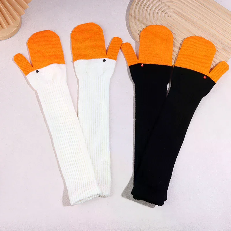 1 زوج لطيف مضحك أوزة قفازات محبوكة للنساء الشتاء الصوف مبطن سميكة طبقة مزدوجة قفازات دافئة Coldproof