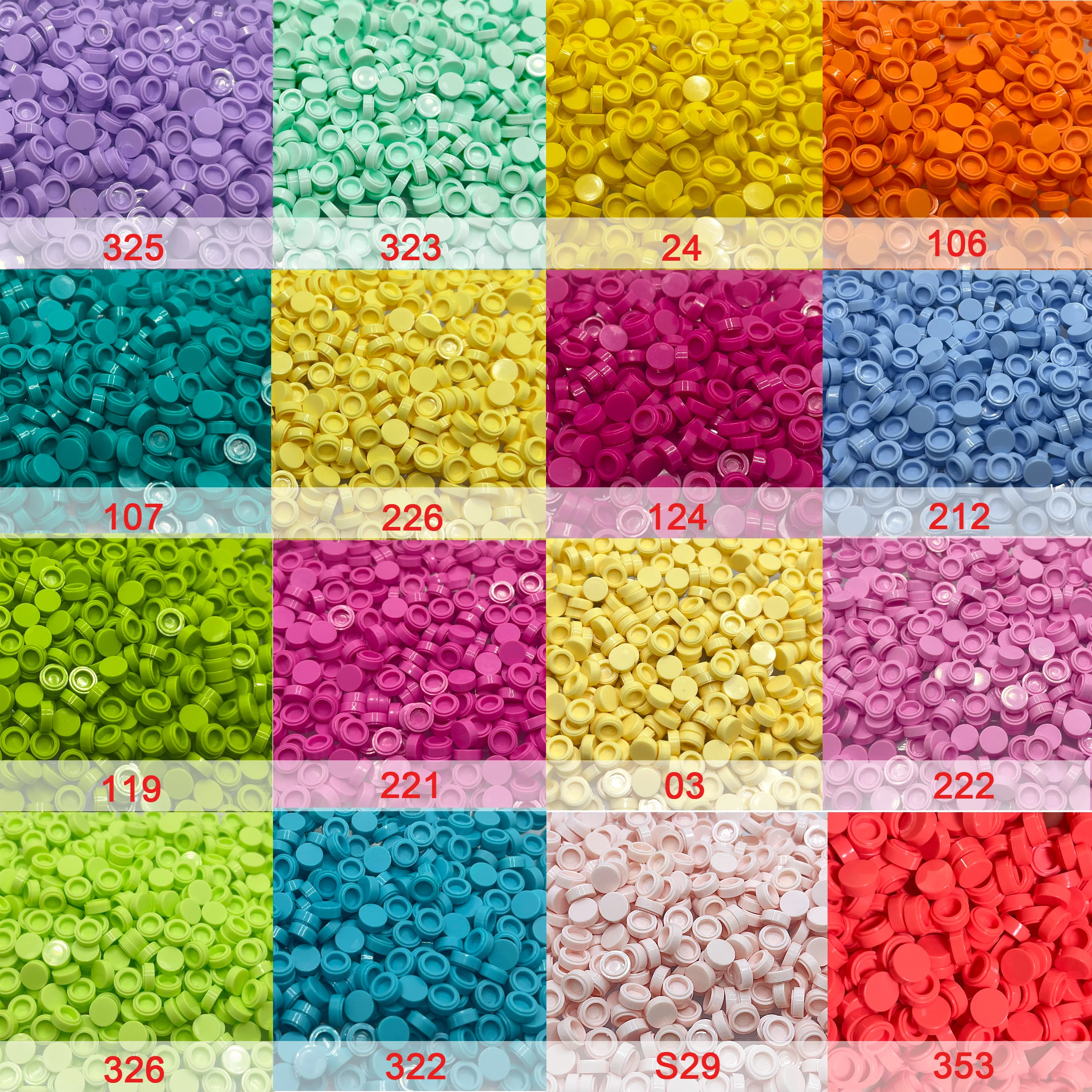 98138 Flache Fliese 1x1 Runder Kreis 16 Bonbonfarben Pixel Malerei Baustein Spielzeug Mosaik Zeichnung Zubehör 300 TEILE/LOS – Detail 2