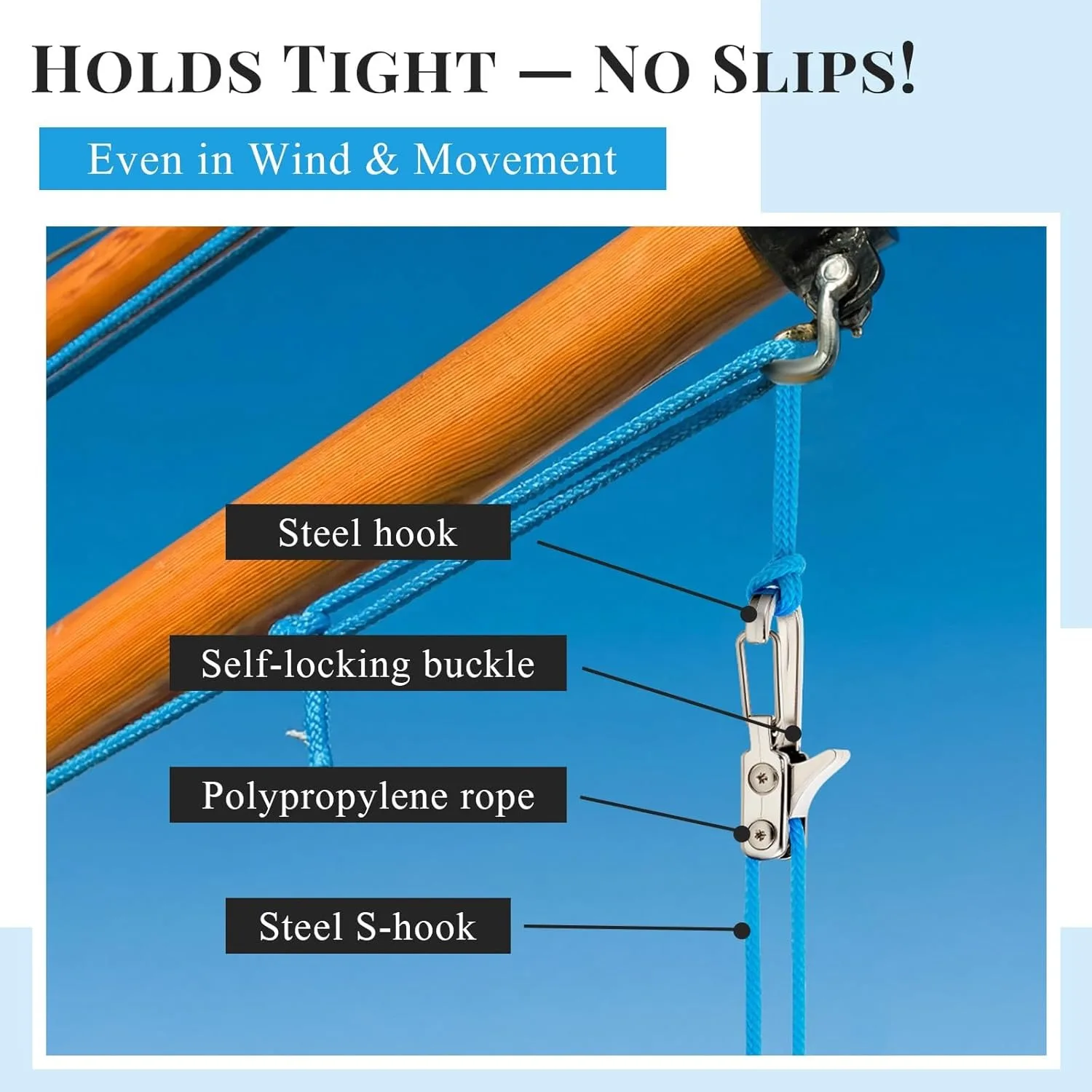 Rope Tying Tool And Tensioner with Roller Tensioner, Heavy-Duty Retractable Buckle with Accessory Rope, Suitable for Camping image 3