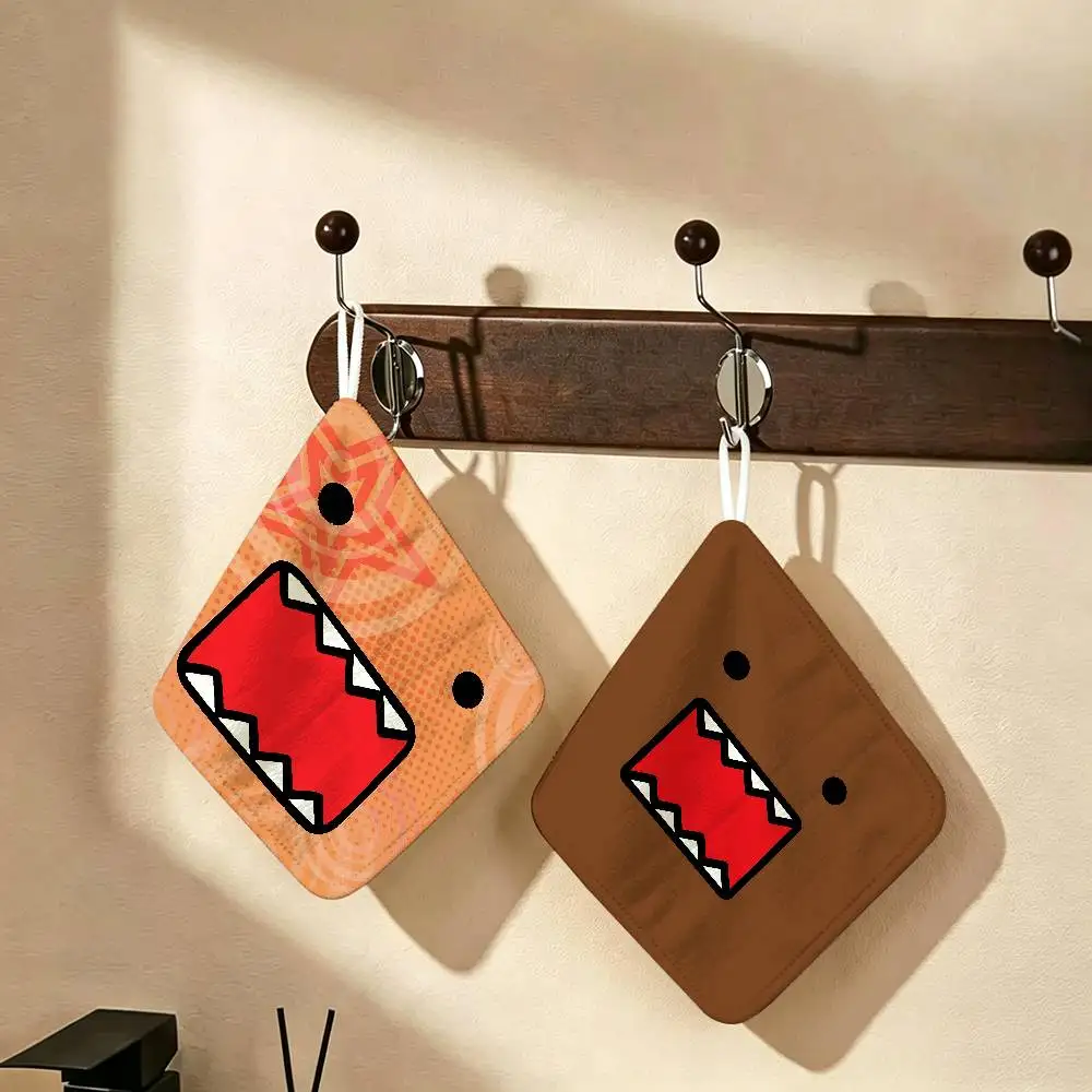 Cute D-Domo-Kun Household Hanging Towel, Polyester Cotton Hand Wiping Towel, Sturdy for Bathroom Bedroom