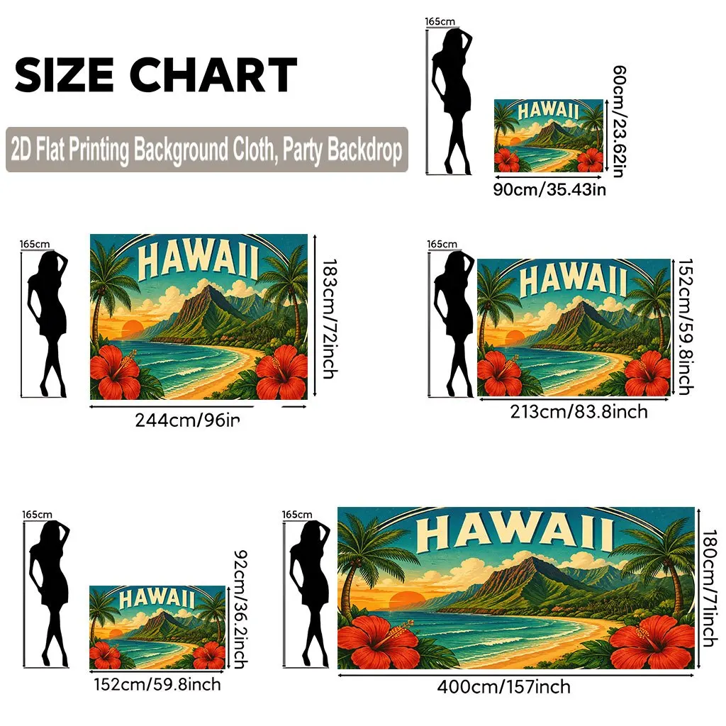 Large Hawaii Tropical Beach Sunset Tapestry Backdrop Wall Hanging Polyester Cloth for Party Decoration Tropical Event Decor Deco