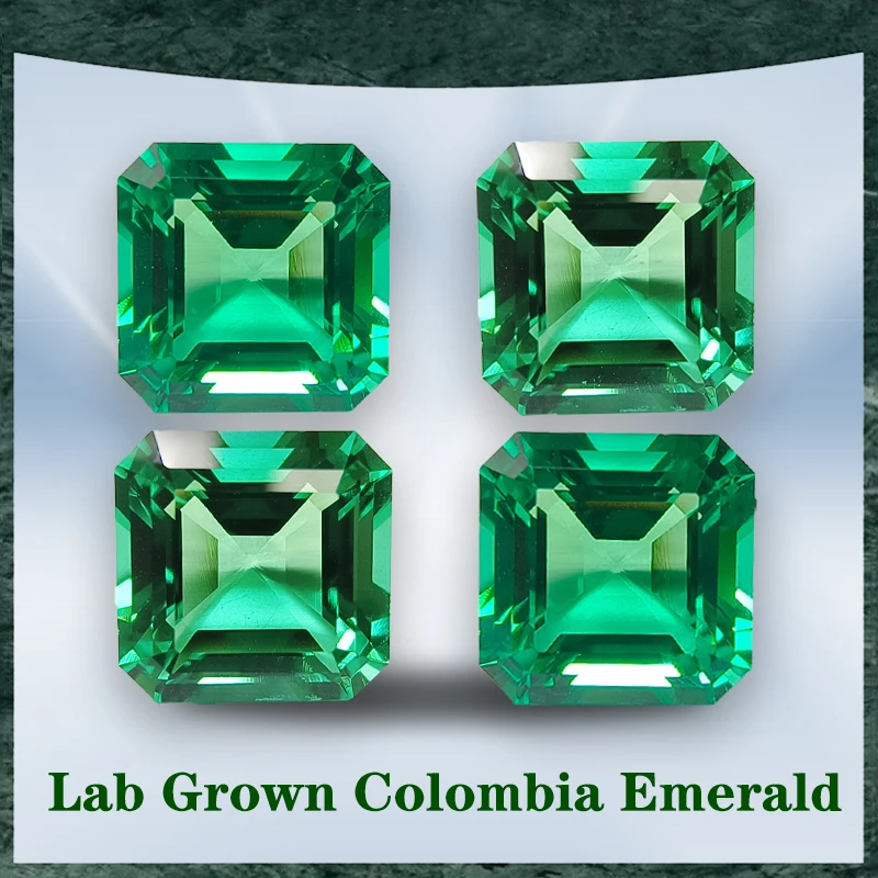 

Lab Grown Colombia Emerald Asscher Cut Selectable AGL Certificate Hydrothermal Emeralds Gemstone for Diy Jewelry Making Material