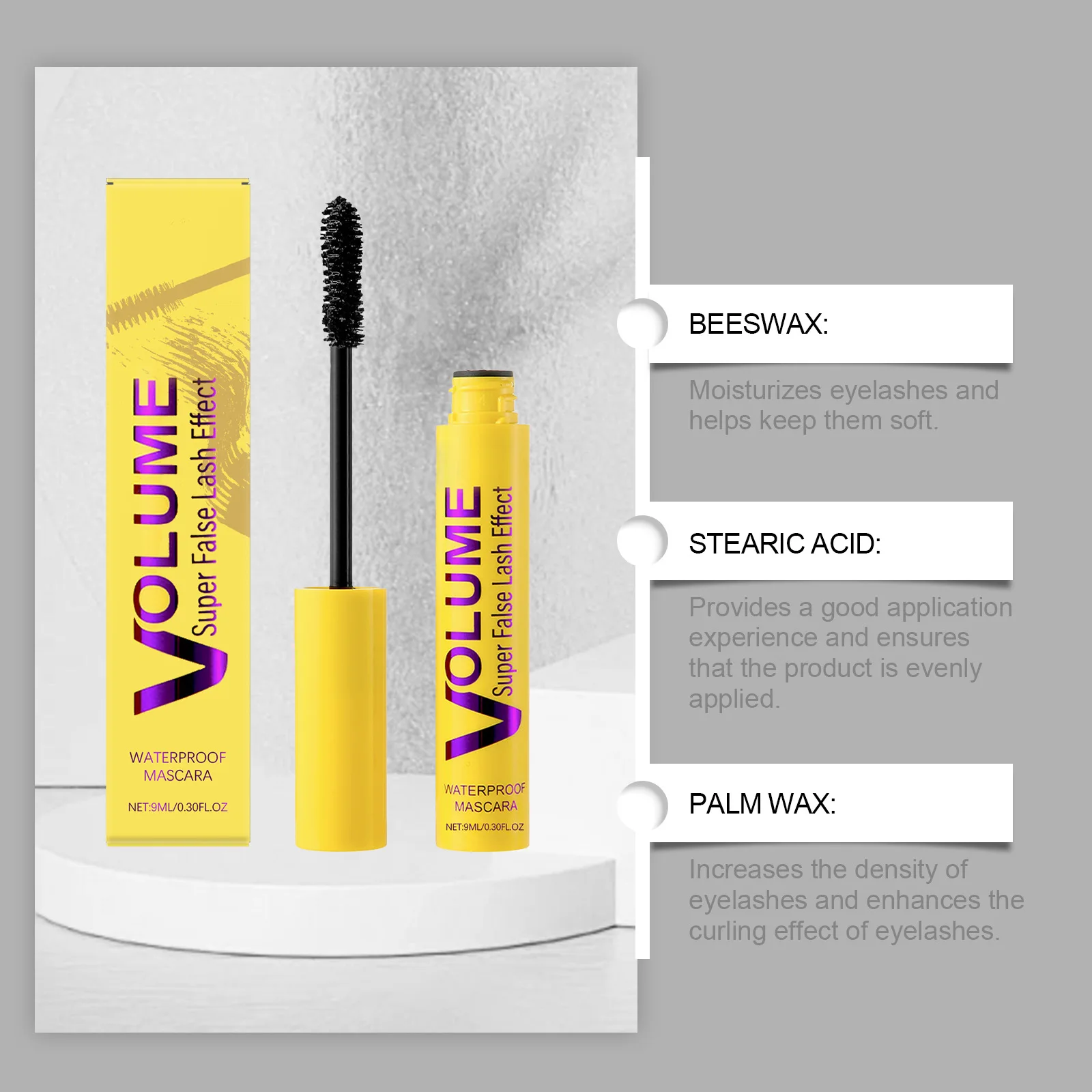 3D Mascara Lengthening Black Lash Eyelash Extension Eye Lashes Brush Beauty Makeup Long-wearing Gold Color Mascara