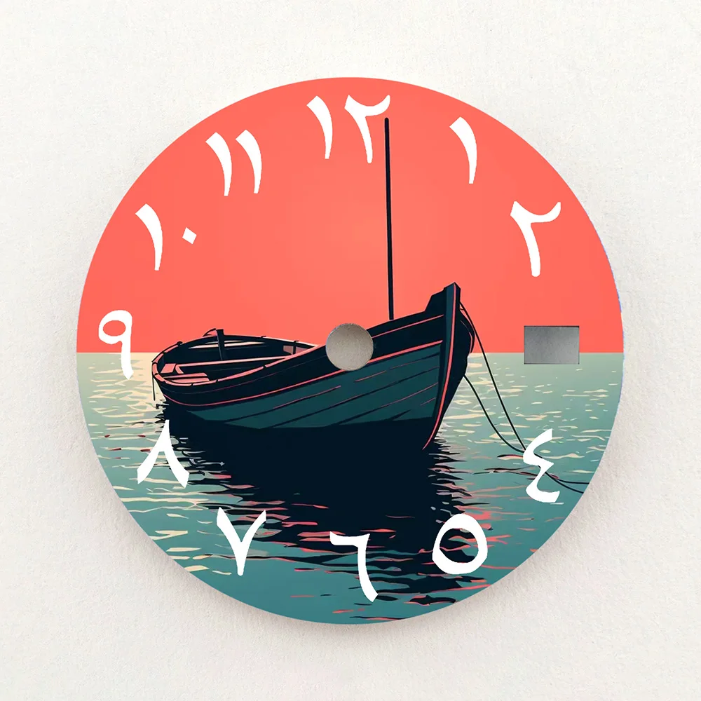 28.5mm Dial NH35 Dial Colorful Sunset Sea Boat Dial Arabic Numeral Dial NH36 Dial Watch Accessories Fits NH35/NH36 Movements