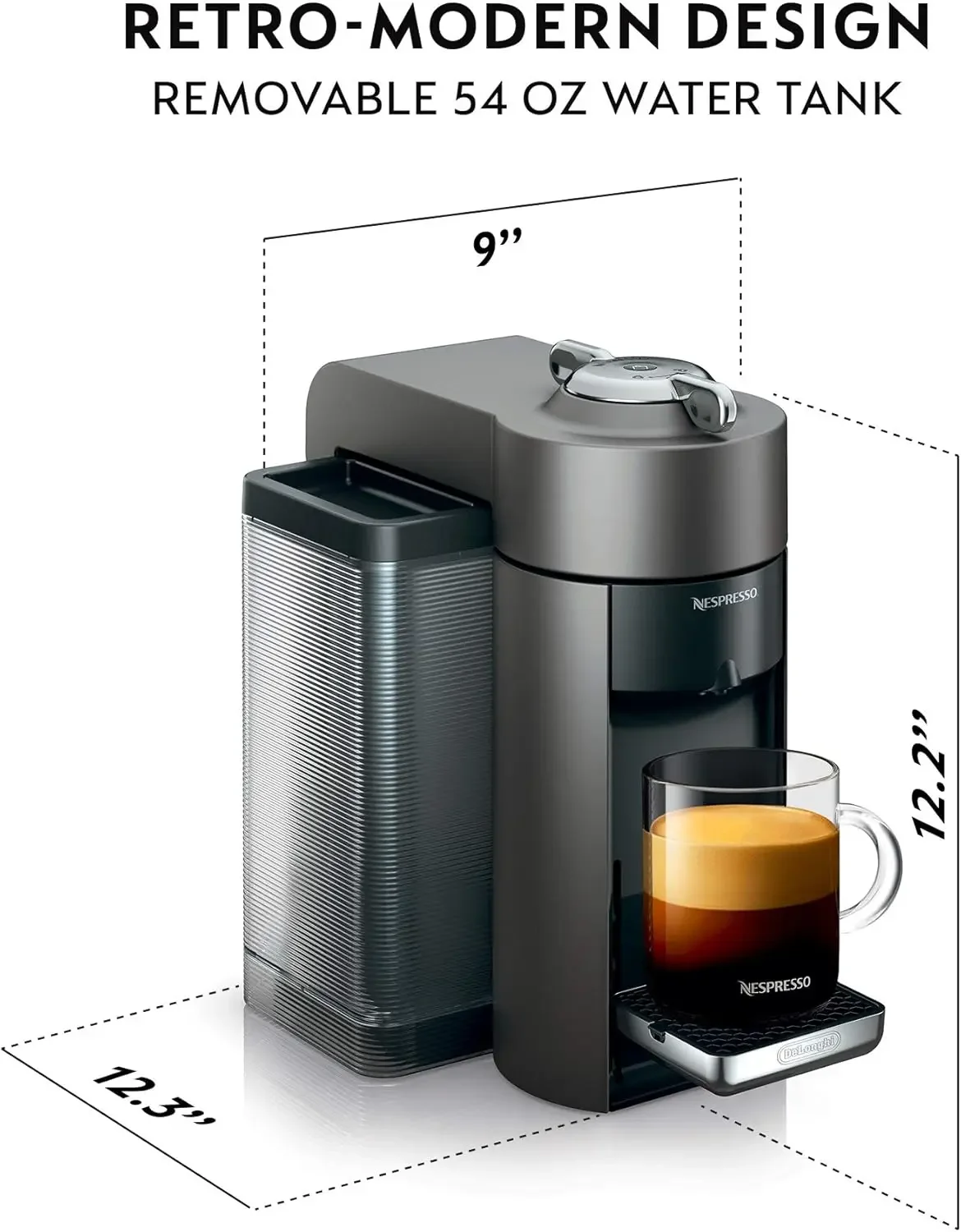 Espresso Machine by De'Longhi,54 oz, Titan,Gray,Removable Tank, Programmable, Automatic Shut-off coffee for every occasion