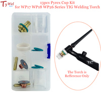 13pcs Pyrex Cup Kit Glass Cup Collet Body Spare Part Box Consumable for WP17 WP18 WP26 Series TIG Welding Torch