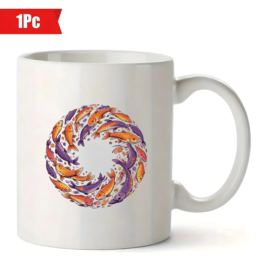 11オンスのマグカップ + 漫画の魚の学校イラストカップ + 子供用冷温両用カップ - 家族やオフィスへのクリスマスプレゼント