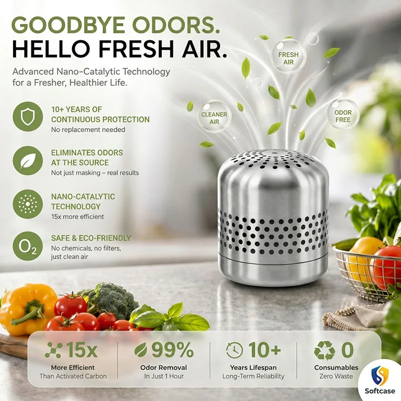 Refrigerator Airs Freshener Box 24-Hour Odor Neutralization Smell Absorber Extends Food Freshness Prevents Taint Purifying