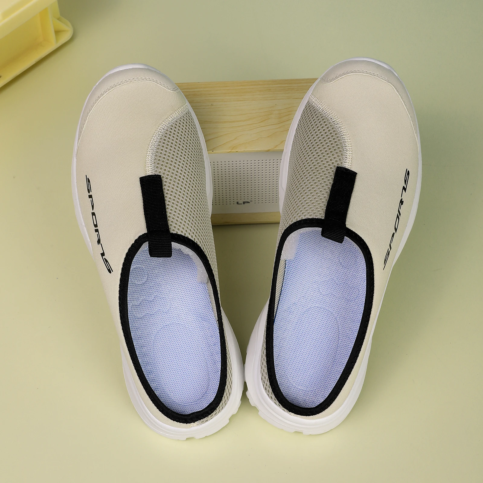 Men's Slippers, Semi Open Toe Shoes, Air Layer Mesh Breathable EVA Anti Slip Lightweight Casual Shoes, Barefoot Women's Shoes